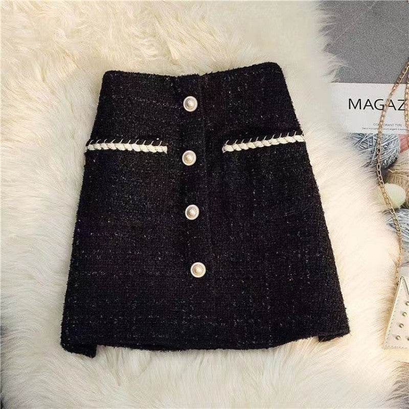 High Waist A-Line Tweed Skirt - Stylish Mid-Length for Any Occasion - Buy Center