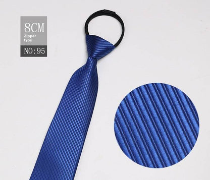 Black Striped Blue Business Tie - Lazy Zip Closure for Easy Wear - Buy Center