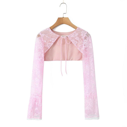 Buycenter Lace Blouse & Suspender Skirt Set - Elegant Two-Piece for Women - Buy Center