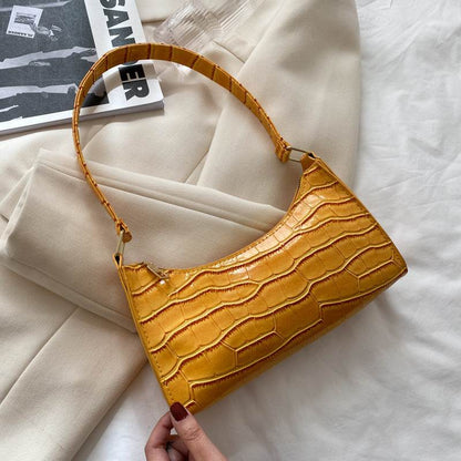 Buycenter Candy Color Shoulder Bag - Embossed Stone Pattern, Soft PU - Buy Center
