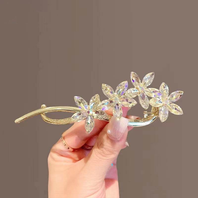 Elegant Crystal Flower Twister Clip - Stylish Hairpin for Upscale Looks - Buy Center