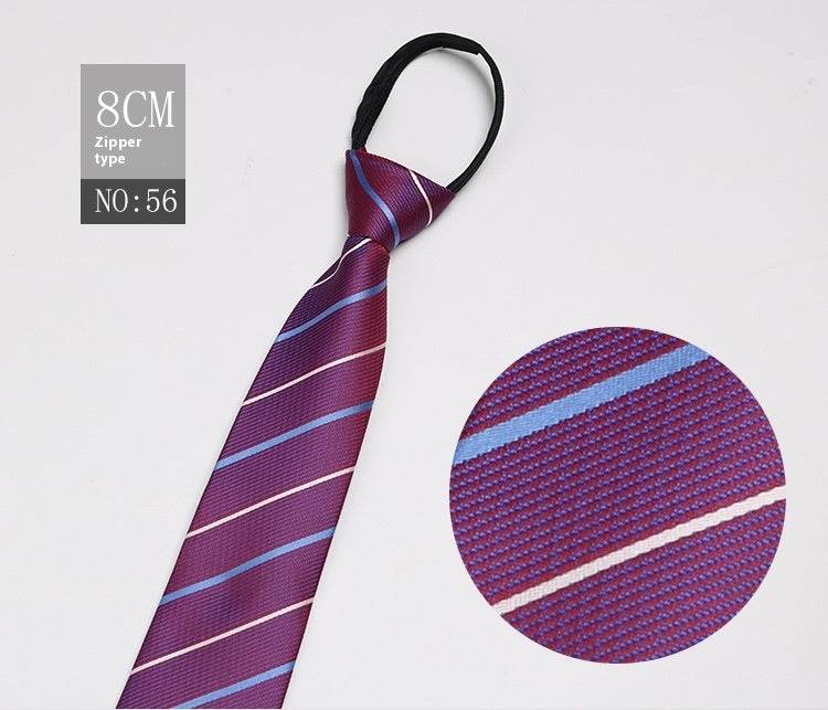 Black Striped Blue Business Tie - Lazy Zip Closure for Easy Wear - Buy Center