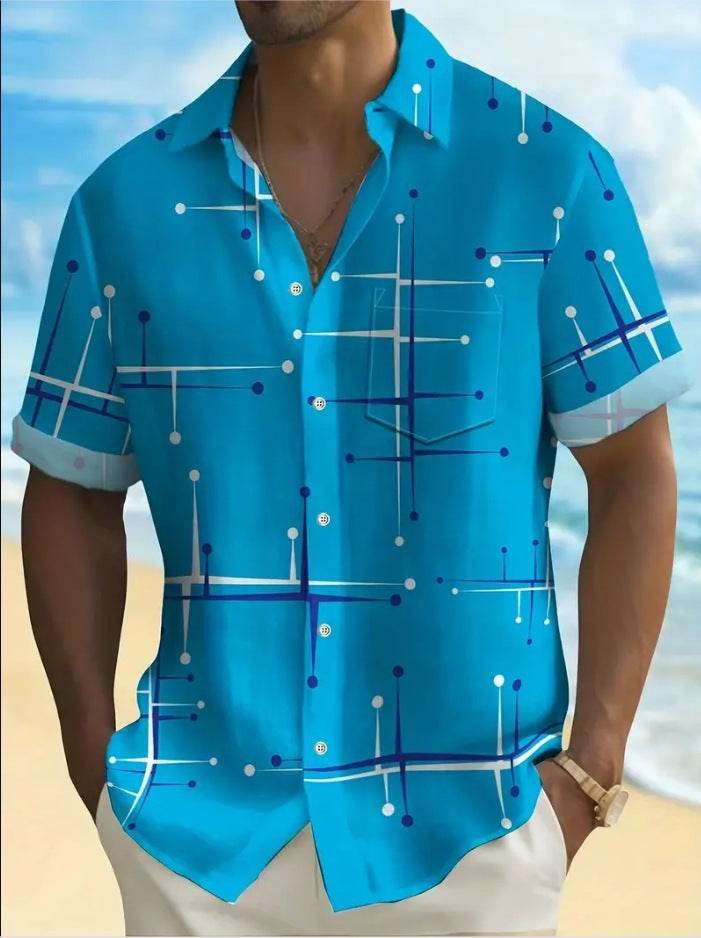 Fashion Printed Shirt for Men - Slim Fit & Vibrant Geometric Design - Buy Center