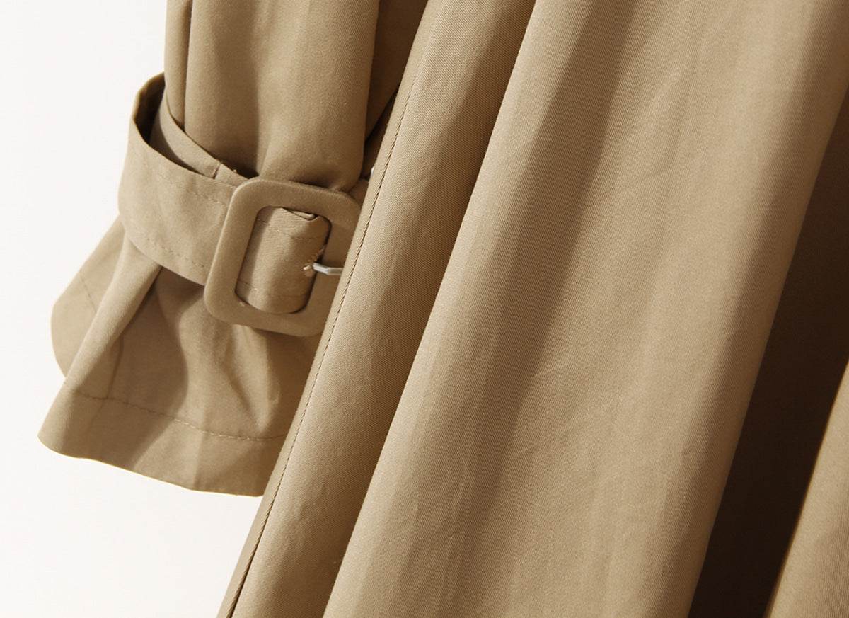 Buycenter Women's Double Breasted Overknee Coat - Stylish Khaki & Black - Buy Center
