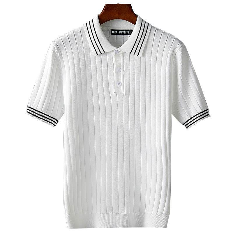 Men's Ice Silk Polo Sweater - Lightweight & Breathable Short Sleeve Style - Buy Center