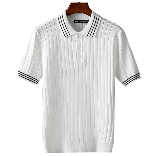 Men's Ice Silk Polo Sweater - Lightweight & Breathable Short Sleeve Style - Buy Center