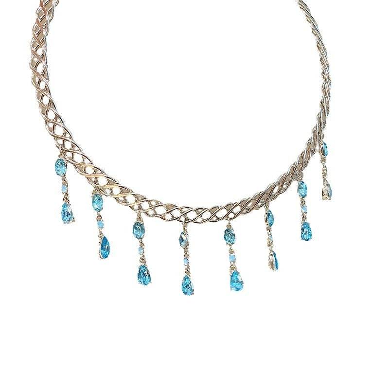 Blue Water Drop Zircon Collar - Elegant Women's Body Jewelry 2025 - Buy Center