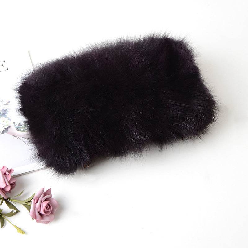 Buycenter Women's Fox Fur Chain Crossbody Bag - Warm & Stylish Evening Bag - Buy Center