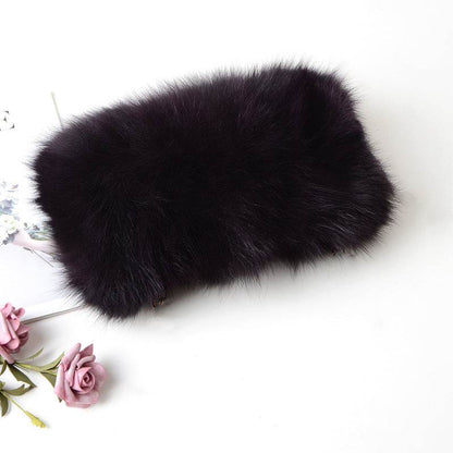 Buycenter Women's Fox Fur Chain Crossbody Bag - Warm & Stylish Evening Bag - Buy Center