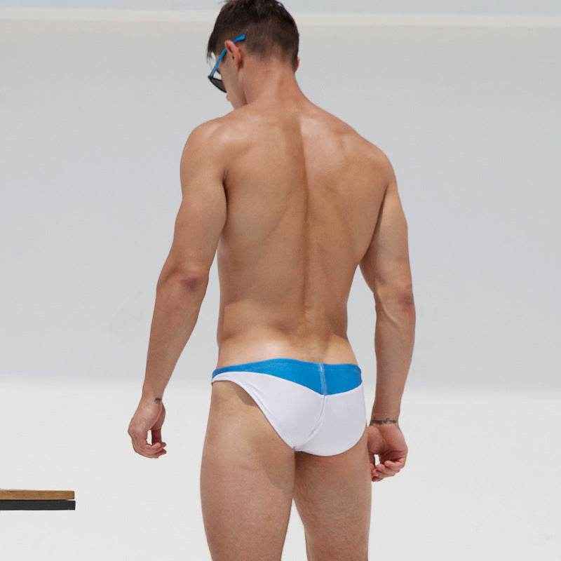 Men's Low Waist Swimming Trunks - Trendy Triangle Color Matching