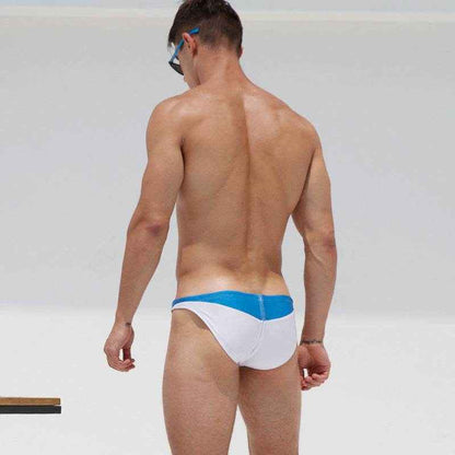 Men's Low Waist Swimming Trunks - Trendy Triangle Color Matching
