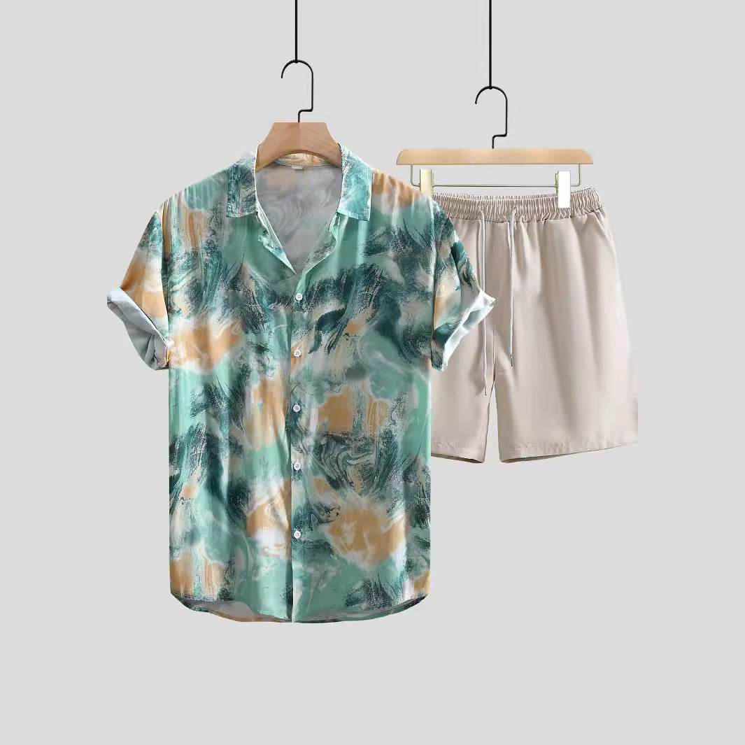 Men's Casual Short Sleeve Shirt Outfit - Trendy Prints & Comfort - Buy Center