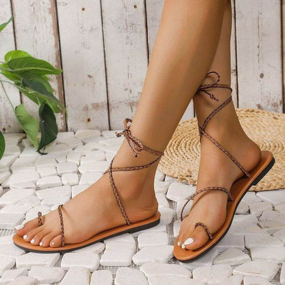 Women's Plus Size Casual Platform Sandals - Trendy Winding Tape Design - Buy Center