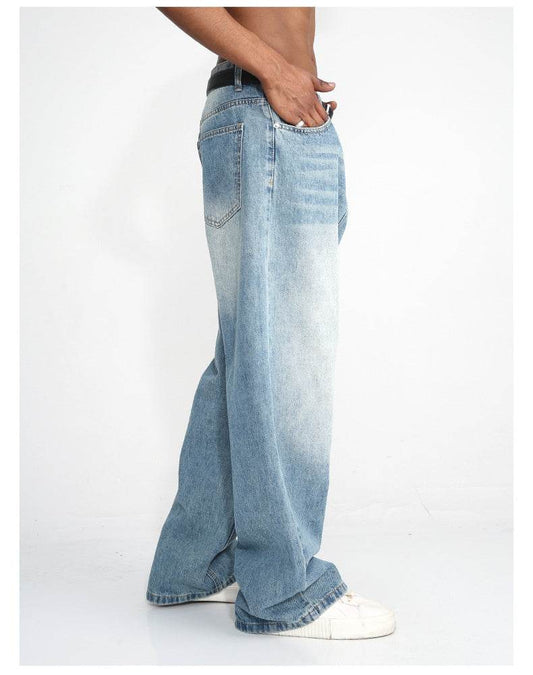 Men's Blue Wide Leg Casual Jeans - Stylish Fit for Modern Fashion 2025 - Buy Center