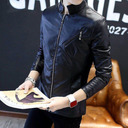 Trendy Youth Genuine Leather Jacket - Stand Collar, Fleece Option Available - Buy Center