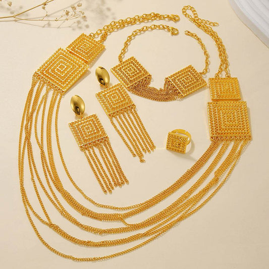Elegant 5pcs Gold Plated Jewelry Set - Perfect for Weddings & Holidays - Buy Center