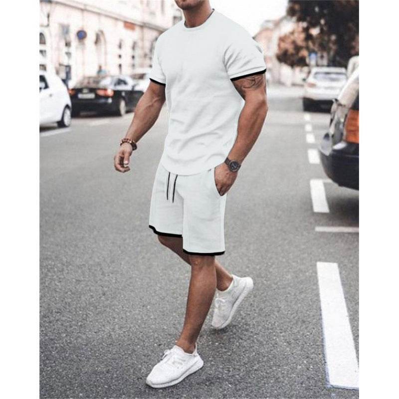 Casual Short Sleeve Leisure Set for Men - Stylish Geometric Design 2025 - Buy Center