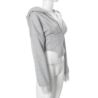 Y2K Zipper Hoodie Cardigan - Trendy Slim-Fit Women’s Corset Jacket - Buy Center