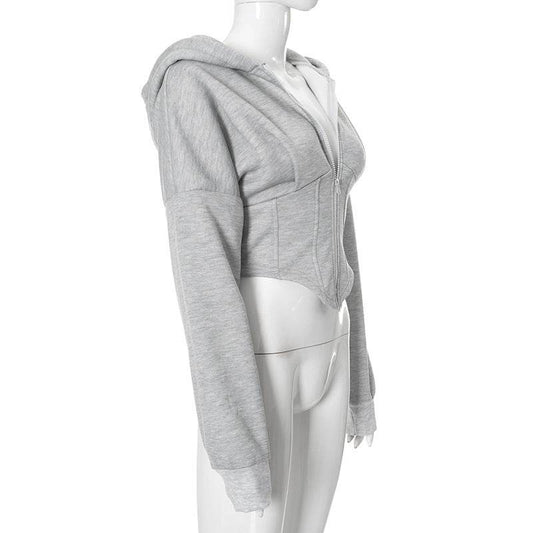 Y2K Zipper Hoodie Cardigan - Trendy Slim-Fit Women’s Corset Jacket - Buy Center