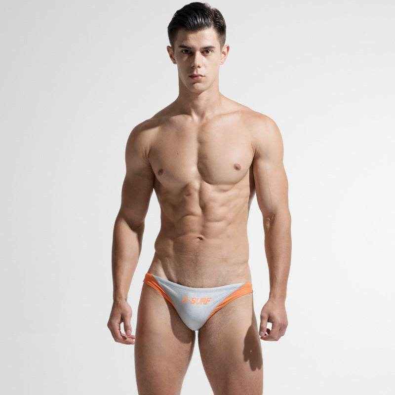 Men's Low Waist Swimming Trunks - Trendy Triangle Color Matching
