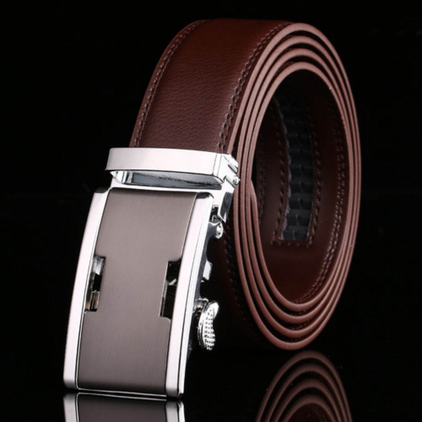 Men's Automatic Buckle Cowhide Belt - Durable Leather, Easy Fastening - Buy Center