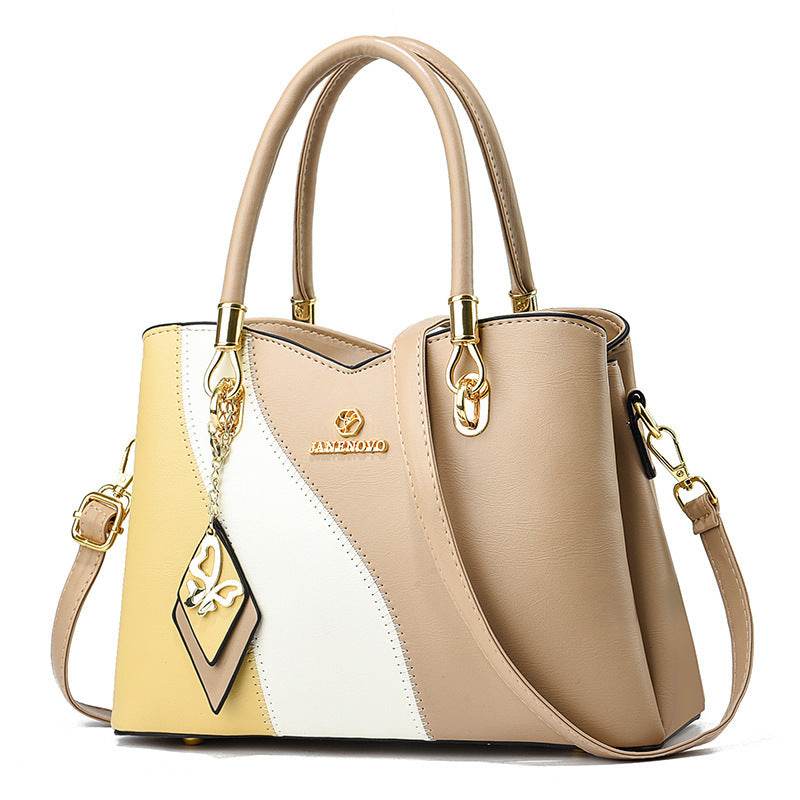 Large Capacity Contrast Color Handbag - Stylish Soft Leather Clutch - Buy Center