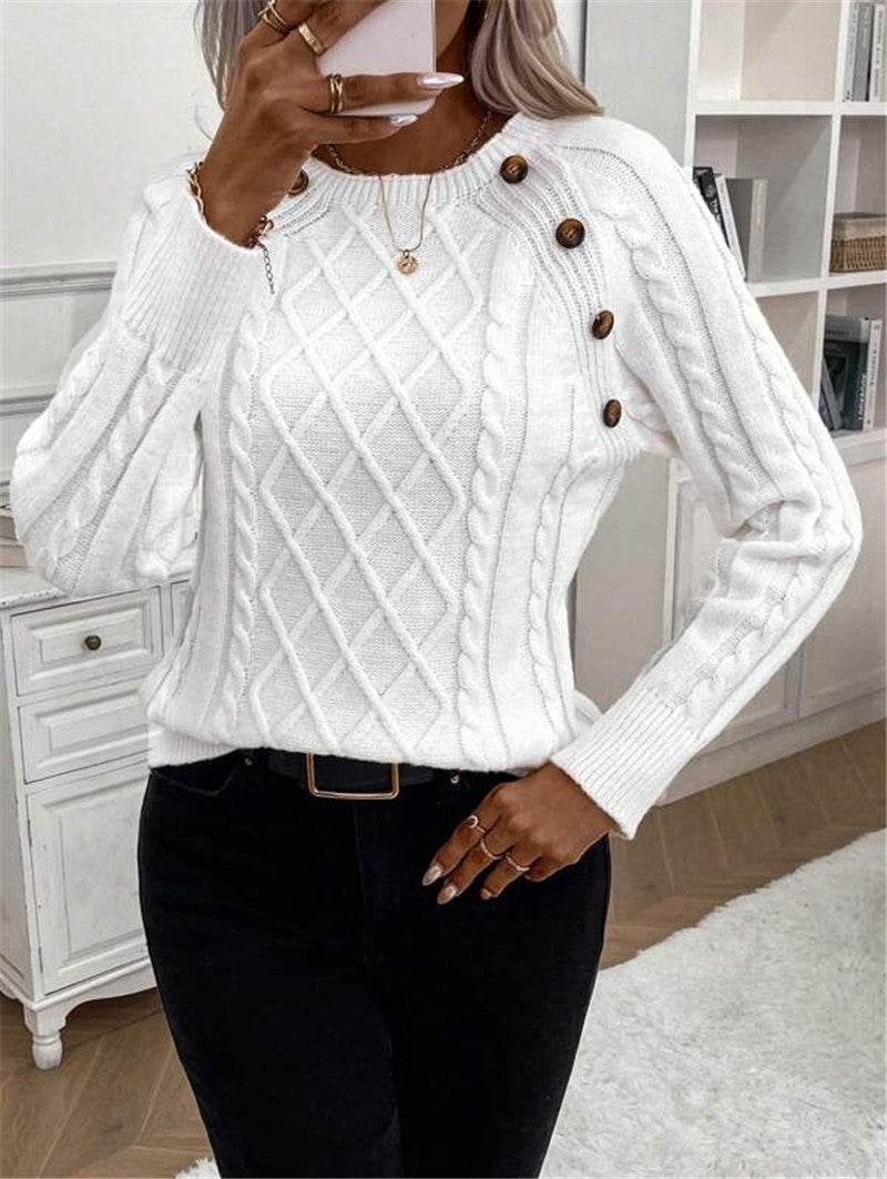 Twisted Pullover Round Neck Sweater - Loose Fit in Stylish Colors - Buy Center