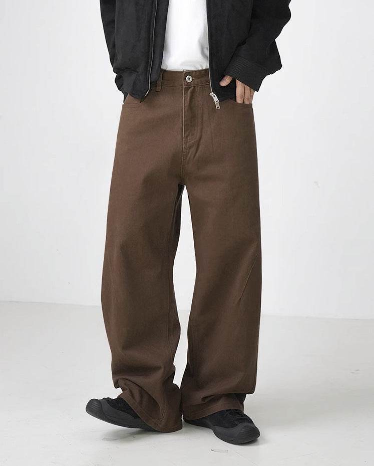 Retro Brown Washed Cotton Harem Pants - Stylish Straight-Leg for Leisure - Buy Center