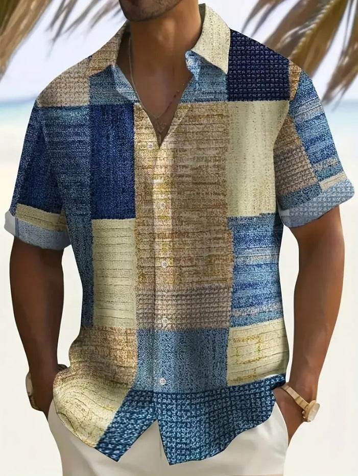 Fashion Printed Shirt for Men - Slim Fit & Vibrant Geometric Design - Buy Center