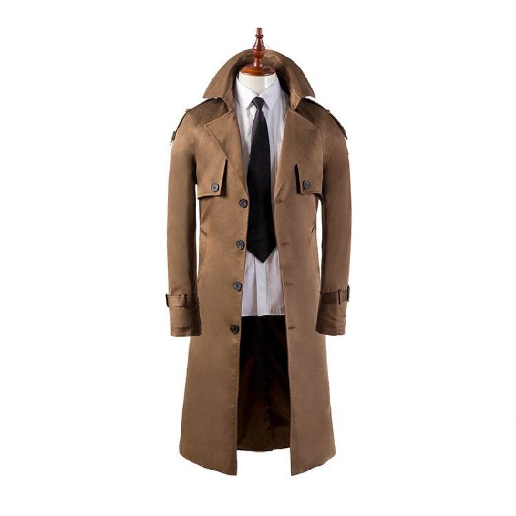 Buycenter Men's Slim Trench Coat - Stylish Over-the-Knee Fashionwear - Buy Center
