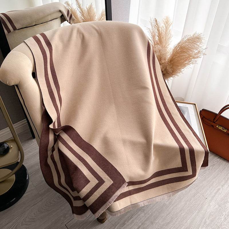 Thickened Warm Women's Scarf - Geometric Jacquard Design for Winter Style - Buy Center