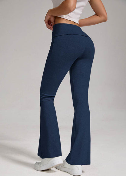 Buycenter Women's Low Waisted Flared Pants - Exposed Navel, Wide Leg - Buy Center