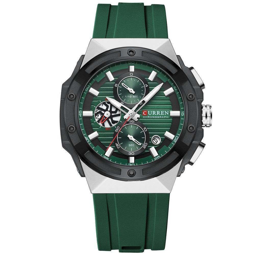 Men's Six-pin Tape Quartz Watch - Stylish Black & Blue Sports Variants - Buy Center