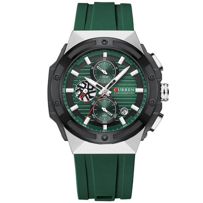 Men's Six-pin Tape Quartz Watch - Stylish Black & Blue Sports Variants - Buy Center