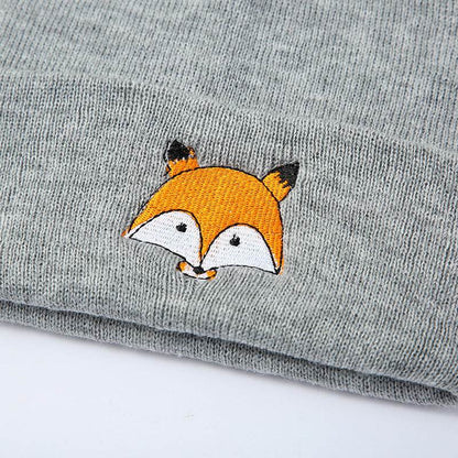 Buycenter Fashion Fox Embroidery Knitted Hat - Cozy & Versatile for All Seasons - Buy Center