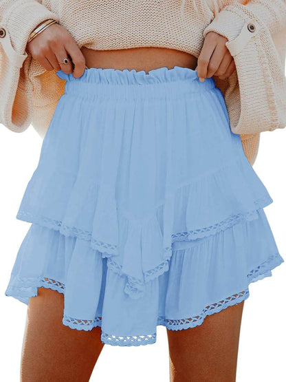 Casual Bohemian Pleated Layered Skirt - Built-in Shorts for Comfort - Buy Center