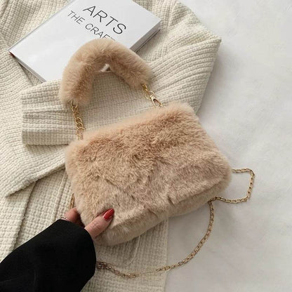 Stylish Square Plush Chain Bag - Soft Shoulder Bag for Urban Fashion - Buy Center