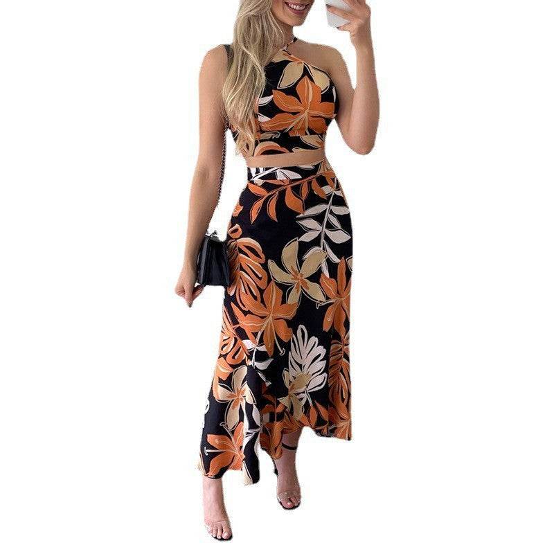 Buycenter Casual Printed Short Lace Vest Dress - High Waist, Fresh Style - Buy Center