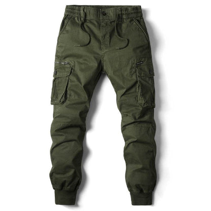 Solid Color Men's Cargo Pants - Multi-Pocket Ankle Style for Comfort - Buy Center