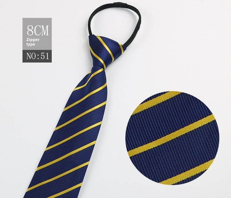 Black Striped Blue Business Tie - Lazy Zip Closure for Easy Wear - Buy Center