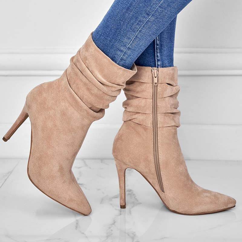 Women's Suede Pointed High Heels - Stiletto Fashion Boots for 2025 - Buy Center