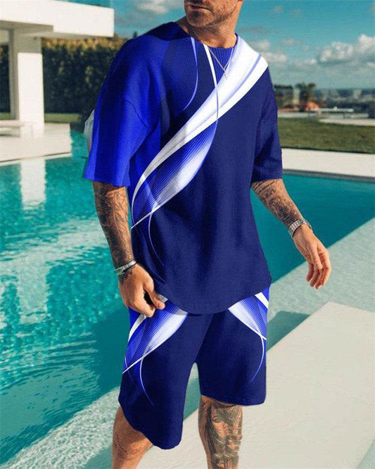 Men's Youth Slim Sports T-Shirt & Shorts Set - 3D Stylish Activewear - Buy Center
