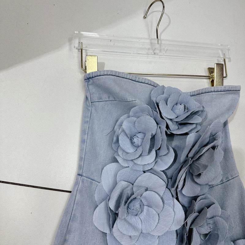 Three-Dimensional Floral Tube Top Jumpsuit - Stylish Blue Design for 2025 - Buy Center