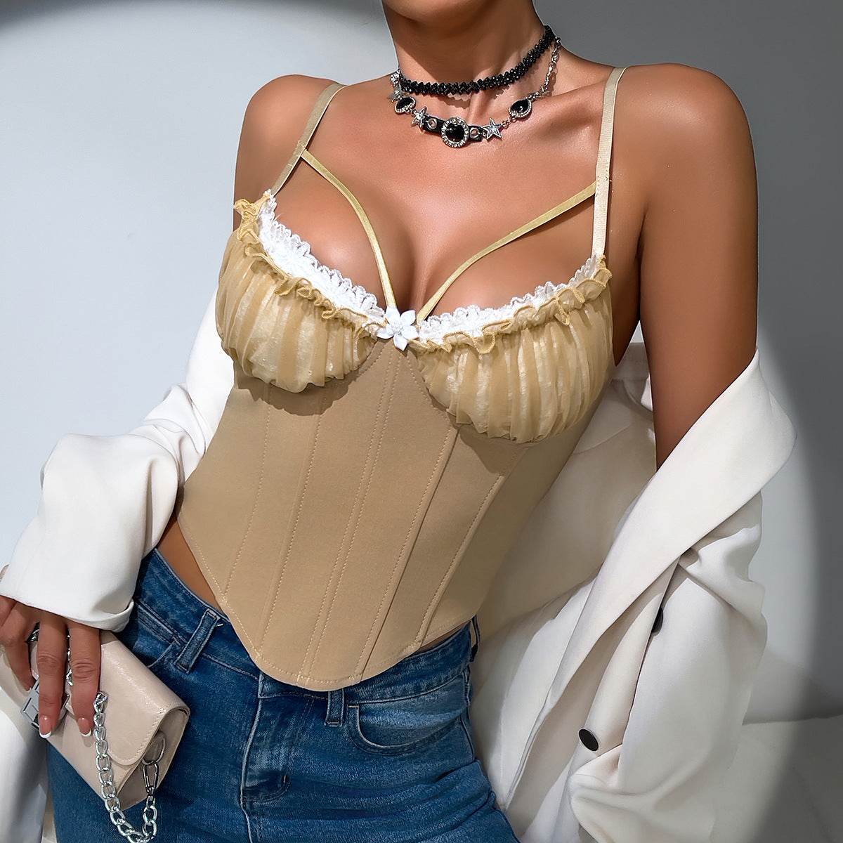 Sexy Sheer Mesh Lace Backless Vest - Women's Ultra Short Camis 2025 - Buy Center