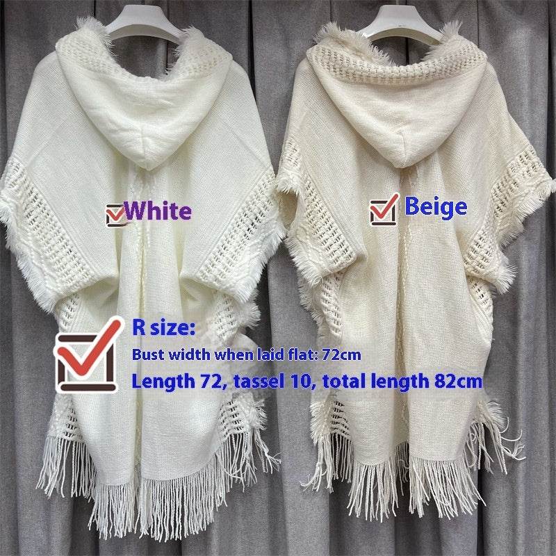 Plus Size Hooded Pullover Sweater - Batwing Tassel Design for Winter - Buy Center