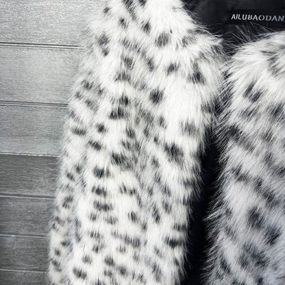 Women's Black & White Spots Short Coat - Trendy Faux Fur Style 2025 - Buy Center