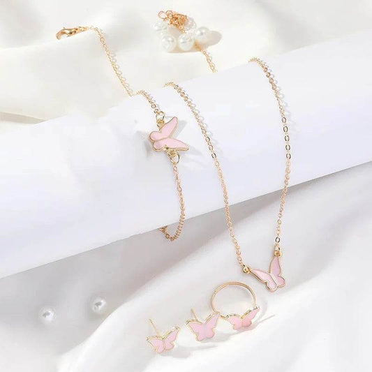 Buycenter 5PCS Butterfly Jewelry Set - Necklace, Earrings, Ring & Bracelet - Buy Center