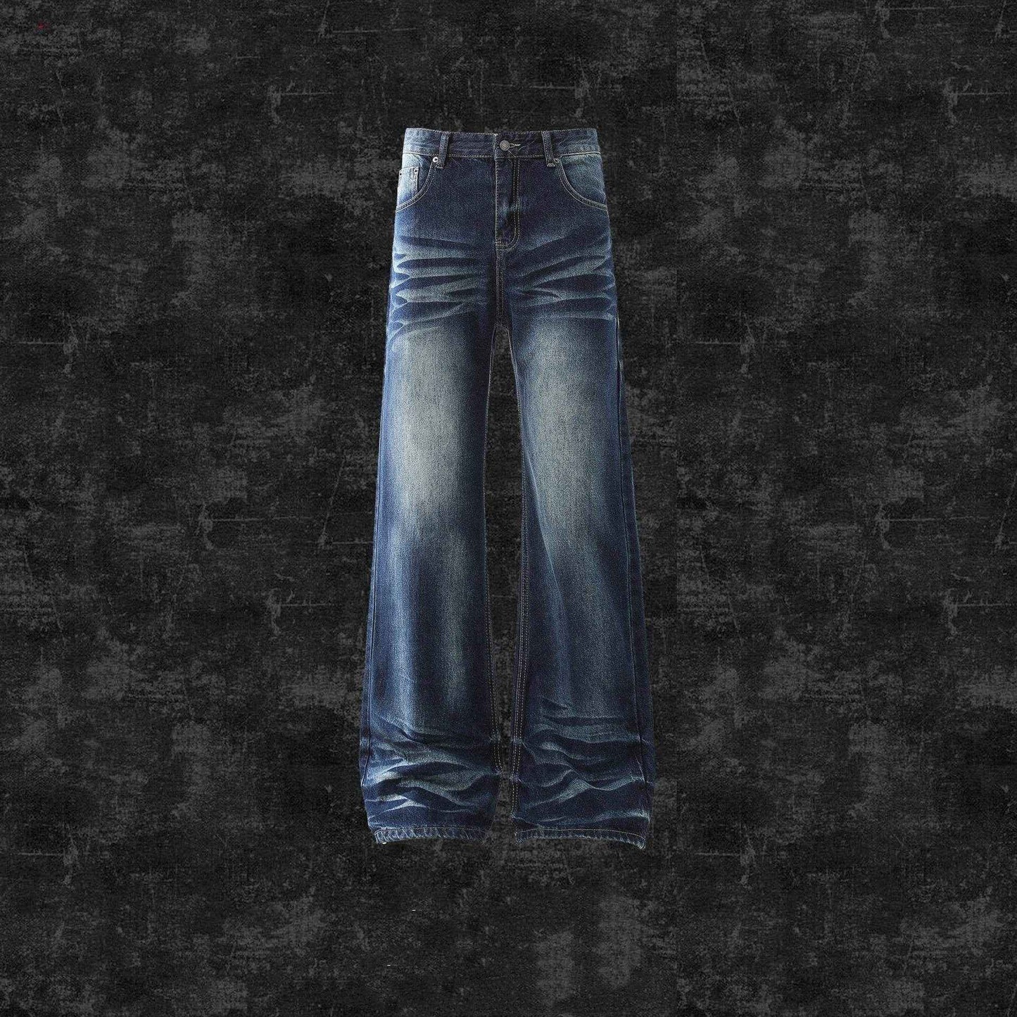 Stylish Men's Retro Washed White Straight Jeans - Mid-Waist Comfort Fit