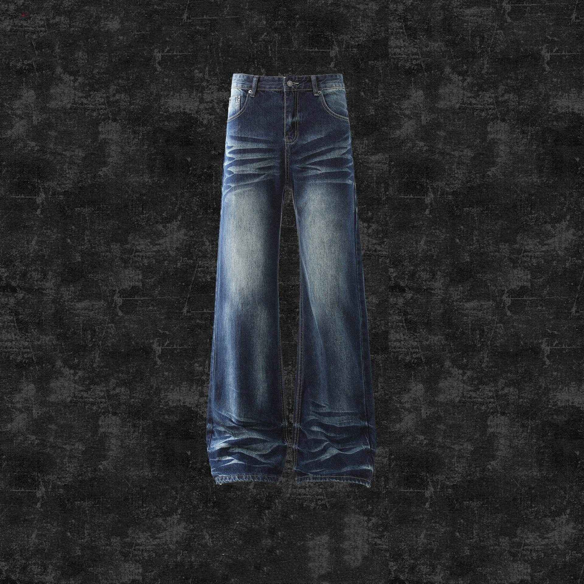 Stylish Men's Retro Washed White Straight Jeans - Mid-Waist Comfort Fit