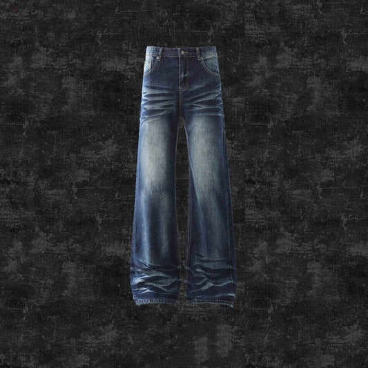 Stylish Men's Retro Washed White Straight Jeans - Mid-Waist Comfort Fit